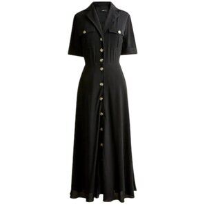 J. Crew Collared camp-pocket shirtdress in black size 6